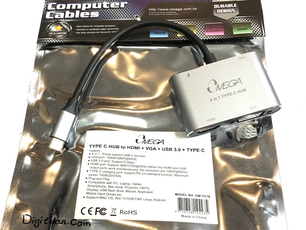  هاب 4 پورت Type C امگا مدل OM-TC16               هاب 4 پورت Type C به 3.0 USB با پورت HDMI و VGA و Type C امگا OM-TC16            هاب چهار پورت امگا                هاب تایپ سی به یواس بی سه     هاب تایپ سی به اچ دی ام ای هاب تایپ سی به وی جی ای                   هاب تایپ سی به تایپ سی                 قیمت هاب TYPE C to USB 3.0     هاب TYPE C to VGA            هاب TYPE C to HDMI