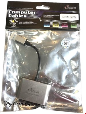 هاب و تبدیل USB 3.0 به HDMI + VGA امگا |USB 3.0 to VGA +HDMI ADAPTER OM-DYC41| هاب یو اس بی به وی جی ای و اچ دی ام ای 