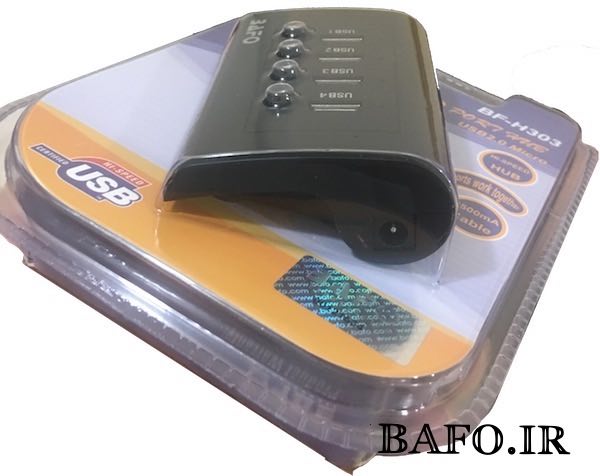   هاب ۴ پورت USB بافو 303 جهت اتصال دستگاه های بیشتر به کامپیوترهایی که تعداد محدودی پورت usb دارند استفاده می‌شود        هاب چهارپورت                    هاب 4پورت بافو                     هاب                         هاب ۴ پورت USB بافو 303