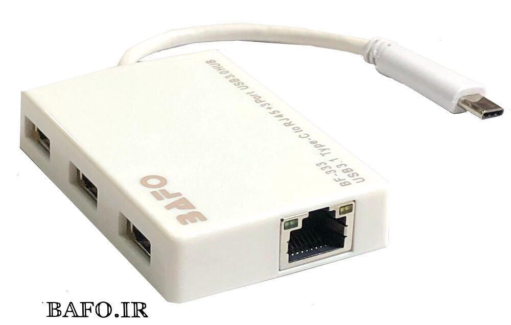 هاب و مبدل Type C به Ethernet/ USB 3.0 بافو مدل BF-333