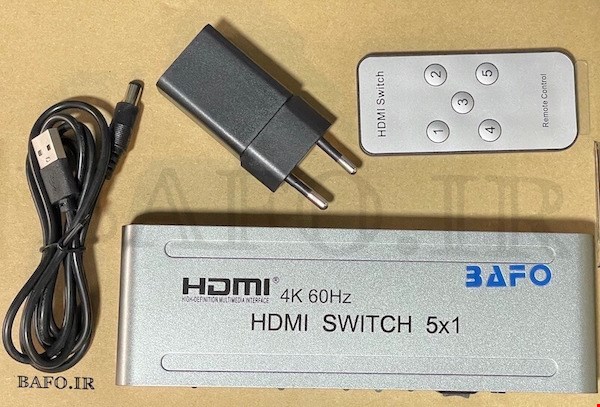 سوییچ ۵ به ۱ ورژن ۲ بافو | سوییچ HDMI 5-1 4K BAFO | سوییچ  اچ دی ام ای ۵-۱ برند بافو | سوییچ BF-H155