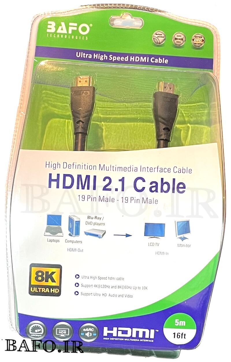 کابل اچ دی ام آی ورژن 2.1 بافو  کابل HDMI 2.1 بافو 8K مدل 5 متری