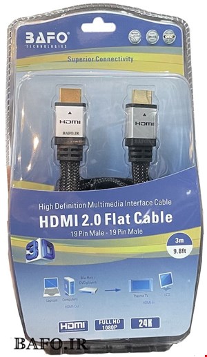 کابل HDMI ورژن ۲ فلت بافو 2 متر | کابل اچ دی ام آی 2M فلت Bafo 