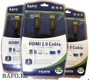 کابل اچ دی ام ای مش متال ورژن 2 سه متر بافو | کابل HDMI V 2.0 3m mesh metal BAFO