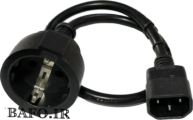  کابل برق مادگی به c14 نیم متری بافو                کابل خروجی پریز دوشاخه از ups pdu          کابل برق سروری C14 نیم متری بافو            محصولات بافو             نمایندگی بافو