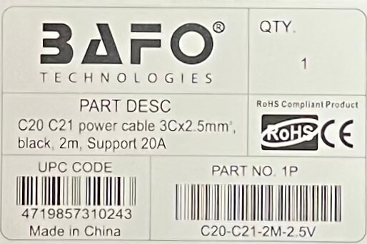 کابل بک تو بک ۱ متر مدل c20 به 21 3*2.5 بافو 