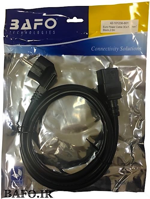  کابل پاور سروری ۳ متر بافو                Power Cable C19 3M BAFO                  کابل برق سروری بافو         بهترین کابل C19 سه متری بافو               قیمت کابل EU-C19 بافو             