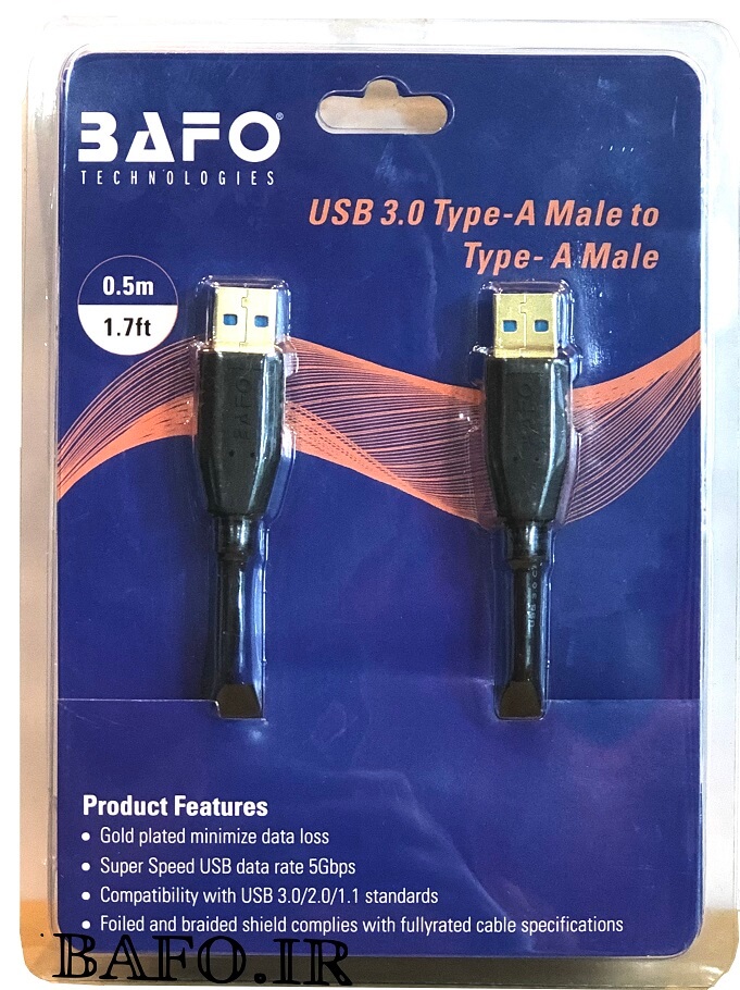  کابل دو سر نری USB (لینک)بافو                    کابل TYPE A male to TYPE A male بافو                کابل لینک USB (دو سر نری)               نمایندگی بافو         محصولات بافو 