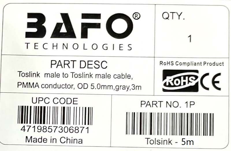  نمایندگی بافو                کابل Optical bafo          کابل اپتیکال بافو               کابل اپتیکال 5 متر بافو