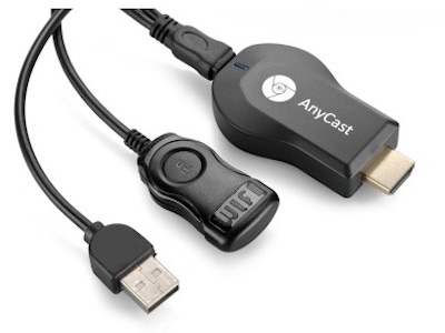  دانگل Anycast M2 plus برای اتصال تبلت،موبایل،لپ تاپ و کیس به صورت بی سیم به ویدیو پروژکنور و تلوزیون(مبدل wifi به HDMI( استفاده می‌شود.