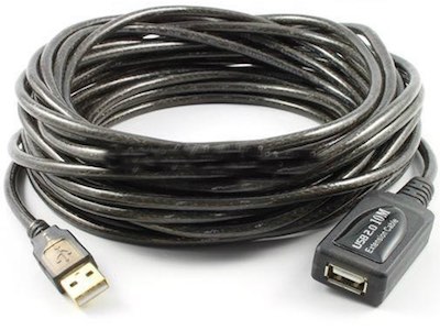  کابل افزایش طول یو اس بی  ۱۵ متری | کابل اکتیو ۱۵ متری USB که جهت تقویت پورت خروجی یو اس بی به کار می‌رود.