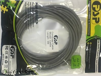  کابل شبکه پچ کرد ۵ متری ( patch cord cate۵ ۵m )  جهت اتصال بین مودم و کامپیوتر با قیمت مناسب 