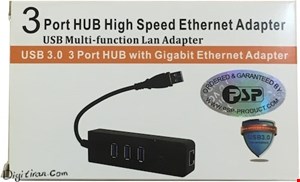 هاب تبدیل USB 3.0 به ۳ پورت USB با یک شبکه LAN 10/100/100 | تبدیل دوکاره USB3.0 به USB و Lan Ethernet 1000