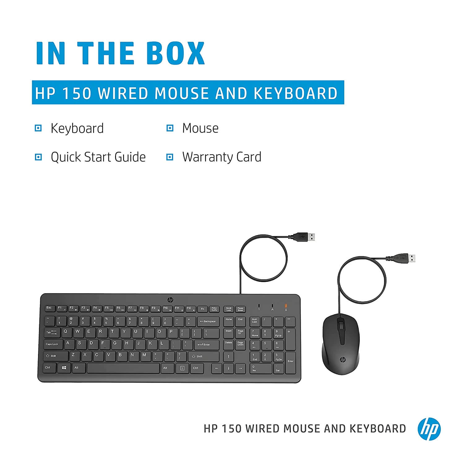 150 wired keyboard and mouse HP  