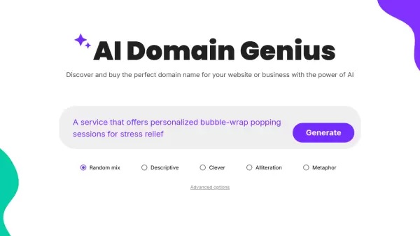 پیدا کردن دامنه با سایت هوش مصنوعی aidomaingenius.com