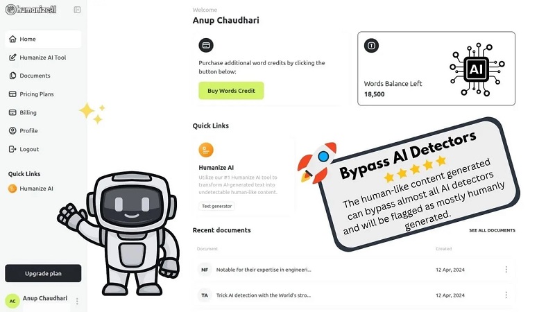 تبدیل متن هوش مصنوعی به متن نوشته شده توسط انسان با humanizeai.io