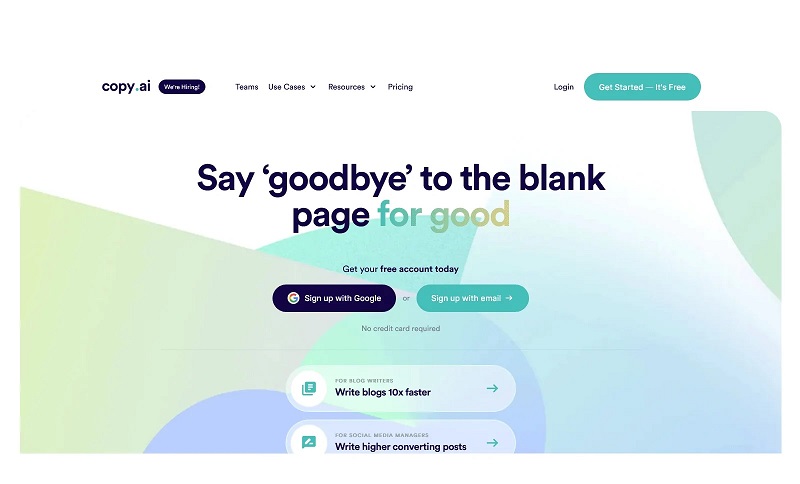 تولید محتوا با هوش مصنوعی copy.ai